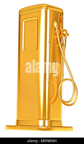 Expensive fuel: golden gas pump isolated on white. Large resolution Stock Photo