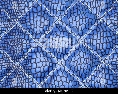 Blue Alligator skin with stitched rectangles. Useful as texture or background Stock Photo
