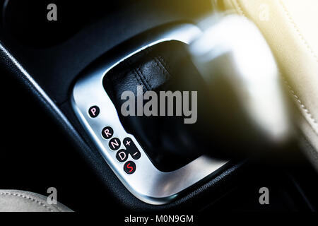 Automatic transmission stick in a car Stock Photo