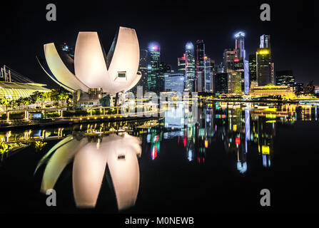 Art and Science Museum and Downtown Core in Singapore Stock Photo