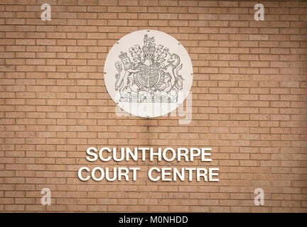 Scunthorpe Court Centre sign - Scunthorpe, Lincolnshire, United Kingdom - 23rd January 2018 Stock Photo