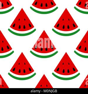Seamless background, watermelon slices on a white background Stock Vector