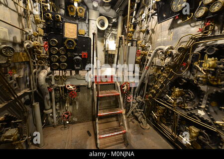 The engine control room of the USS Alabama Stock Photo