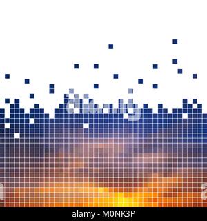 Sunset - vector illustration of a large number of small squares. Stock Vector