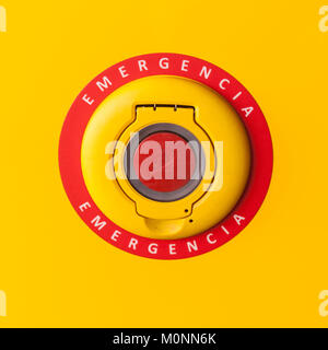 The Emergency stop button on a bus in Mahon , Menorca , Balearic Islands , Spain Stock Photo