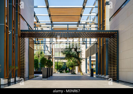 Modern architecture at Dubai City Walk - a popular shopping and restaurant district Stock Photo