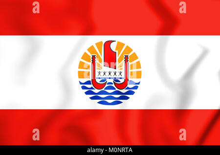 3D Flag of the French Polynesia. 3D Illustration. Stock Photo