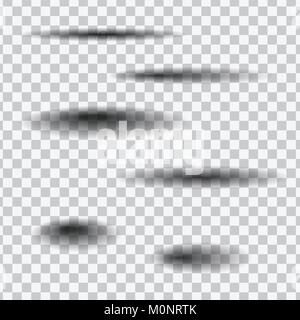 Set of vector shadows of different shapes, isolated on a transparent background Stock Vector