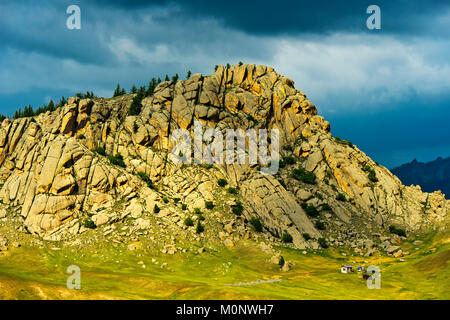 Mountain in the steppe landscape,Gorchi-Tereldsch National Park,Mongolia Stock Photo