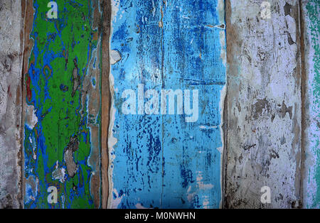 Old coloured painted wooden boards,Schleswig-Holstein,Germany Stock Photo
