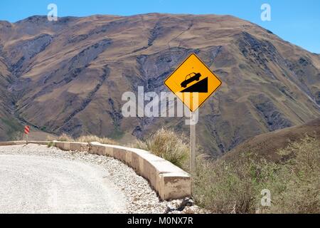 Warning sign on gravel road,Los Cardones National Park,Ruta RP 33,Salta Province,Argentina Stock Photo