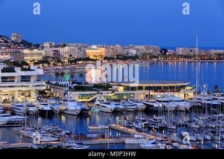 France,Alpes Maritimes,Cannes,Old Port,boulevard de La Croisette in the background Stock Photo
