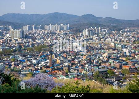 South Korea,Gyeonggi province,Suwon,Hwaseong fortress listed as World Heritage by UNESCO,built between 1794 and 1796 under the orders of King Jeongjo,panorama from the SeoJang-dae command post Stock Photo