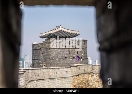 South Korea,Gyeonggi province,Suwon,Hwaseong fortress listed as World Heritage by UNESCO,built between 1794 and 1796 under the orders of King Jeongjo Stock Photo