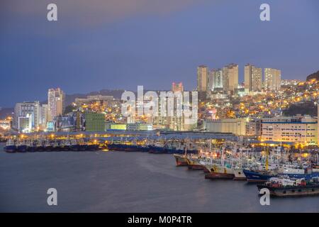 South Korea,South Gyeongsang province,Busan,Seo-gu district at dusk Stock Photo