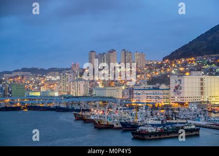 South Korea,South Gyeongsang province,Busan,Seo-gu district at dusk Stock Photo