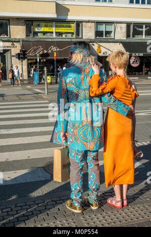 Denmark,Zealand,Copenhagen,Christianshavn district,trendy young couple Stock Photo