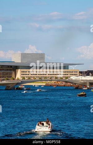 Denmark,Zealand,Copenhagen,the Inderhavnen Canal and Opera House Stock Photo