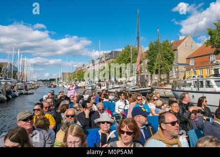 Denmark,Zealand,Copenhagen,tourist cruise on Christianshavn canals Stock Photo