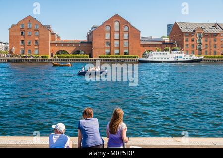 Denmark,Zealand,Copenhagen,Inderhavnen Canal,warehouses in the Christianshavn district Stock Photo