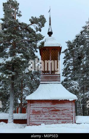 Sweden,Lapland,region listed as World Heritage by UNESCO,Norrbotten County,Orthodox Chapel in Jokkmokk Stock Photo