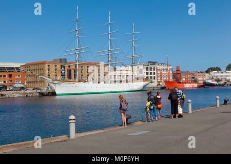 France,Nord,Dunkirk,port Museum and Duchesse Anne ship in the basin of trade Stock Photo