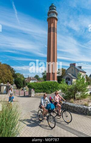 France,Pas-de-Calais,Le Touquet-Paris-Plage,Canche lighthouse put into service in 1951 Stock Photo