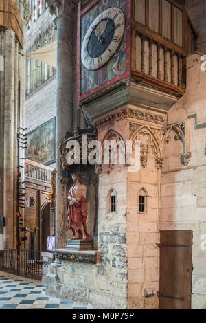 France,Oise,Beauvais,Saint-Pierre de Beauvais cathedral built between the 13th and 16th century has the highest choir in the world (48,5 m),the Medieval Clock Stock Photo