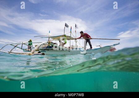 Philippines,Palawan,Roxas,Johnson Island,fishing boat from water Stock Photo