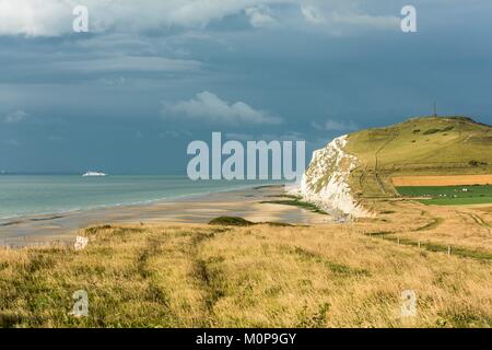 France,Pas-de-Calais,Opale Coast,Escalles,Cap Blanc Nez is part of Grand Site des Deux Caps and the regional nature park of Opale Cape and Marshes Stock Photo