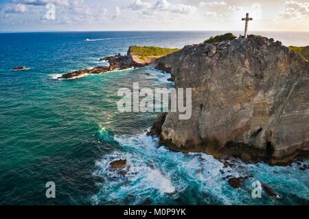 France,Guadeloupe,Grande-Terre,Saint-François,aerial view of the cliffs of Pointe des Châteaux (aerial view) Stock Photo