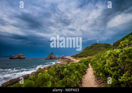 France,Guadeloupe,Grande-Terre,Saint-François,Pointe des Châteaux hiking trail during storms Stock Photo