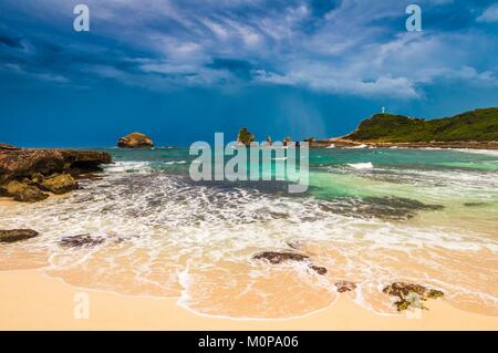 France,Guadeloupe,Grande-Terre,Saint-François,beach of the Pointe des Châteaux in stormy weather Stock Photo