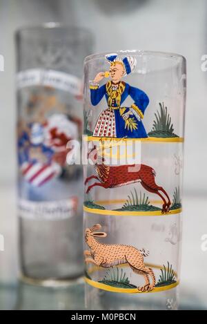 United States,New York,Finger Lakes Region,Corning,Corning Museum of Glass,German decorative glass,18th century Stock Photo
