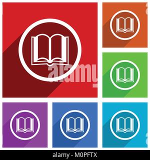 Book vector icons. Flat design colorful illustrations for web designers and mobile applications in eps 10 Stock Vector