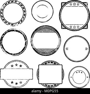 Big set of grunge templates for rubber stamps with auxiliary elements ...