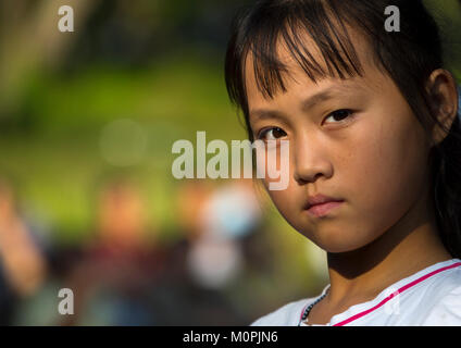 Portrait of a North Korean girl, Pyongan Province, Pyongyang, North Korea Stock Photo