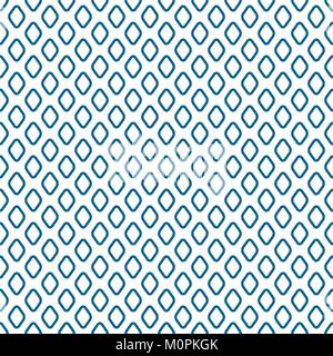 Blue line rhombus shapes seamless vector pattern. Basic simple geometric abstract repeat background. Stock Vector