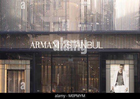 View of an Italian famous luxury fashion brand's store in Nisantasi / Istanbul that is a popular shopping and residential district. Stock Photo