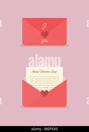 Happy Valentines day love letter. Vector illustration Stock Vector