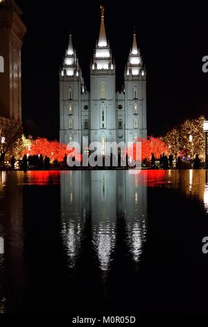 Mormon Temple During Chirstmas season Stock Photo