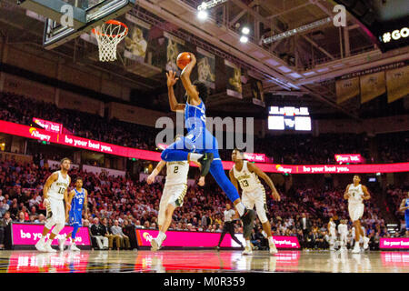 Winston-Salem, NC, USA. 23rd Jan, 2018. Duke Blue Devils forward Marvin Bagley III (35) goes up for the dunk in the ACC Basketball matchup at LJVM Coliseum in Winston-Salem, NC. (Scott Kinser/Cal Sport Media) Credit: csm/Alamy Live News Stock Photo