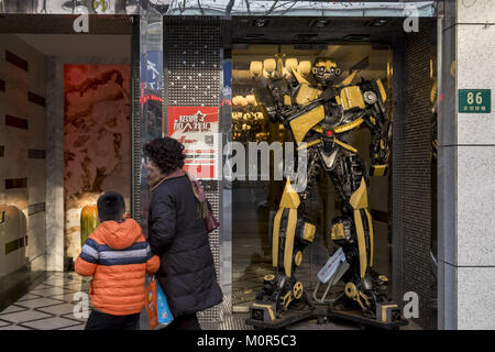 January 11, 2018 - Shanghai, Shanghai, China - Shanghai,CHINA-11th January 2018: A transformer sculpture can be seen at a karaok box in Shanghai. (Credit Image: © SIPA Asia via ZUMA Wire) Stock Photo