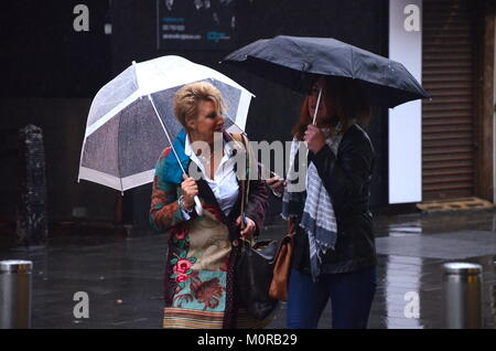 London, UK. 24th Jan, 2018. Heavy rain in The West End. Credit: JOHNNY ARMSTEAD/Alamy Live News Stock Photo