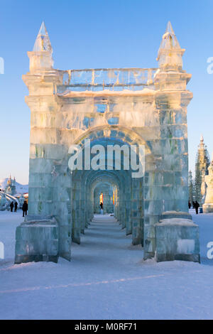 February 2013 - Harbin, China - Ice buildings in the International Ice and Snow Festival Stock Photo