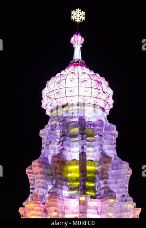 February 2013 - Harbin, China - Ice buildings in the International Ice and Snow Festival Stock Photo