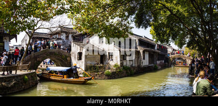 April 2017 - Zhouzhuang, China - Zhouzhuang is one of the most famous water villages Stock Photo