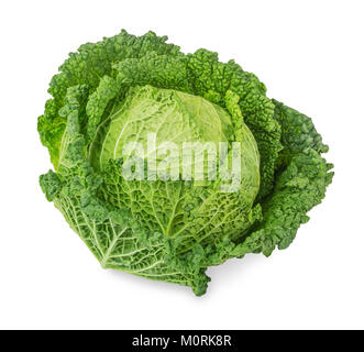 fresh  savoy cabbage isolated on white background Stock Photo