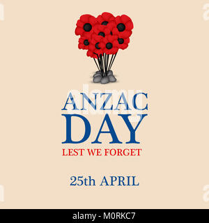 illustration of Anzac Day background. Anzac Day is a national day of remembrance in Australia and New Zealand Stock Photo