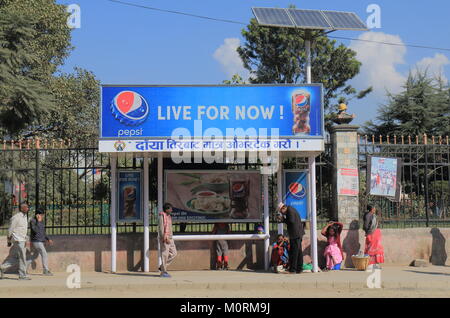 People wait for local bus in Kathmandu Nepal. Stock Photo